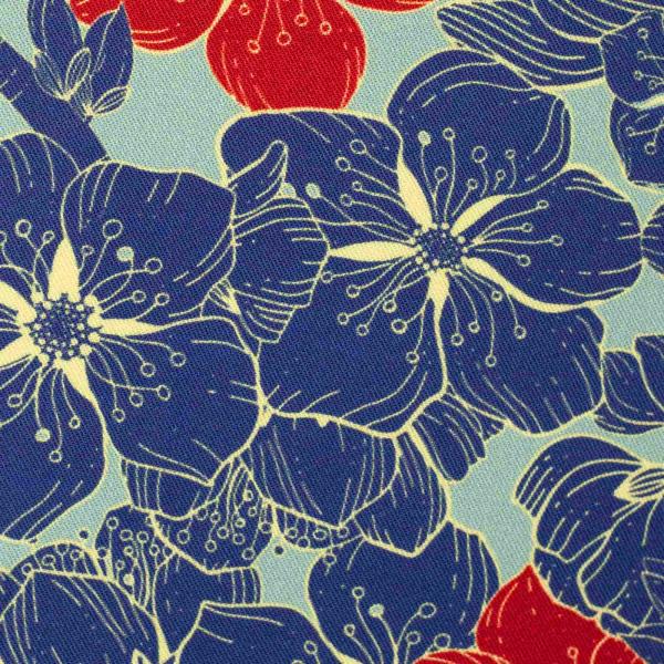 Viskose Florecita by Bienvenido Colorido blau/rote Blüten, mint
